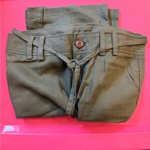 Linen Blend Olive Green Pants
